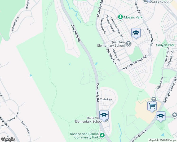 map of restaurants, bars, coffee shops, grocery stores, and more near 787 Roseum Court in San Ramon