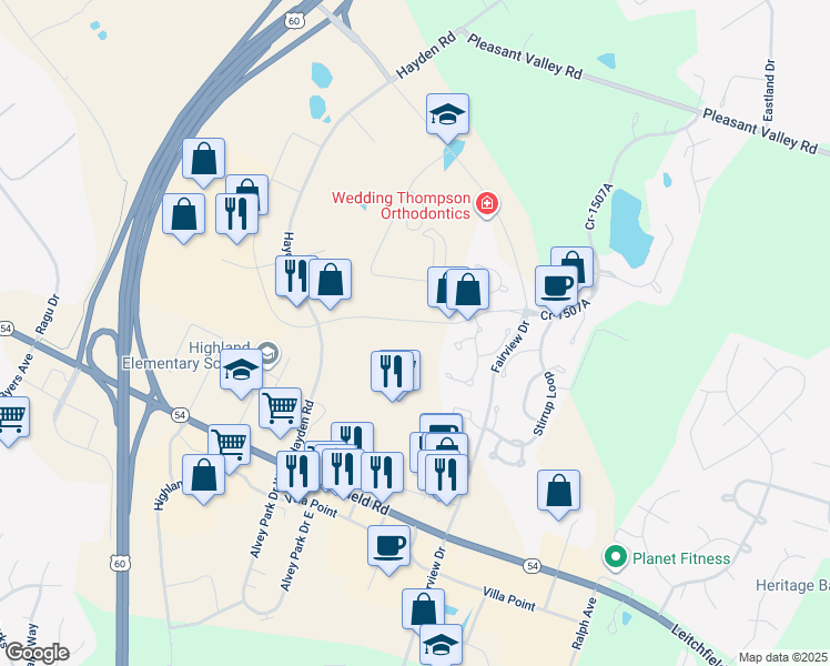 map of restaurants, bars, coffee shops, grocery stores, and more near 3050 Calumet Trace in Owensboro