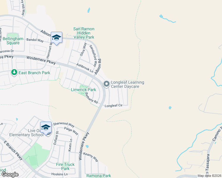 map of restaurants, bars, coffee shops, grocery stores, and more near 2368 Avalon Way in San Ramon