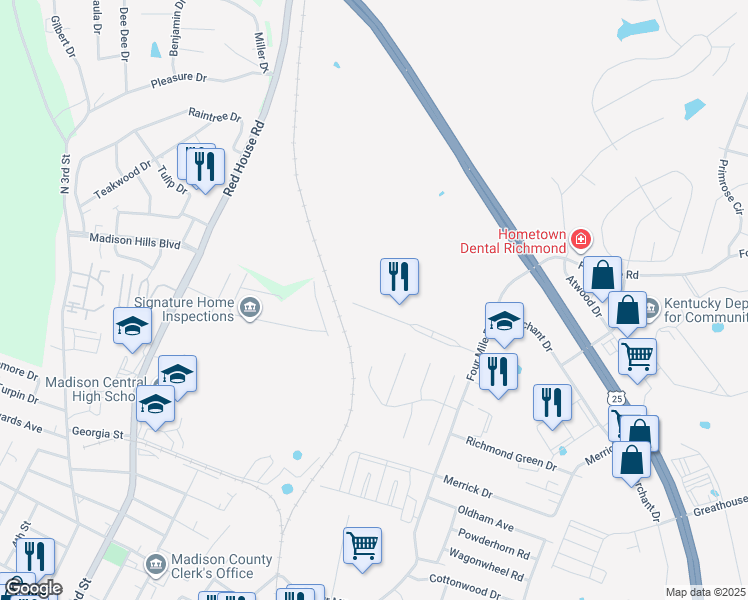 map of restaurants, bars, coffee shops, grocery stores, and more near 6050 Lauren Lane in Richmond