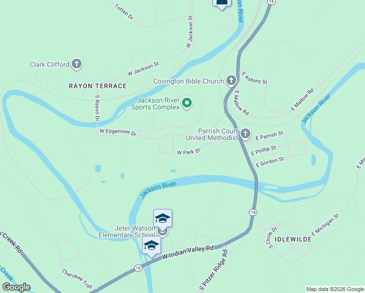 map of restaurants, bars, coffee shops, grocery stores, and more near 2330 South Church Avenue in Covington