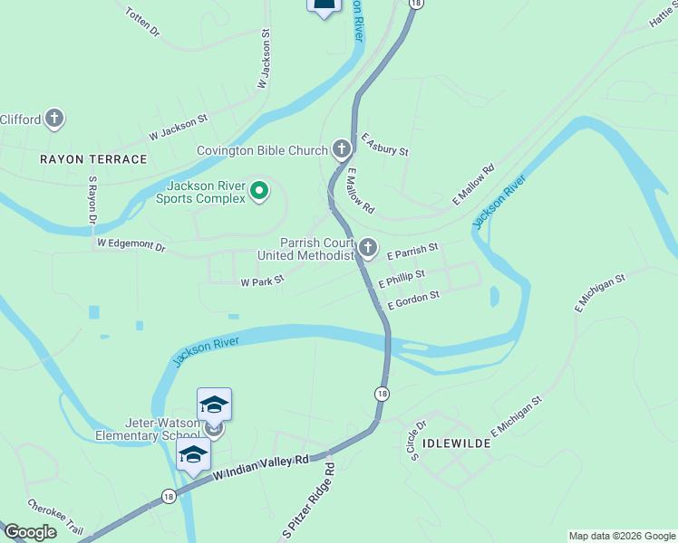 map of restaurants, bars, coffee shops, grocery stores, and more near 113-431 West Parrish Street in Covington