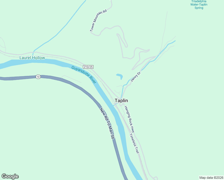 map of restaurants, bars, coffee shops, grocery stores, and more near 10087 Hanging Rock Highway in Man