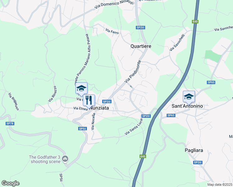 map of restaurants, bars, coffee shops, grocery stores, and more near 91 Via Piedimonte in Nunziata