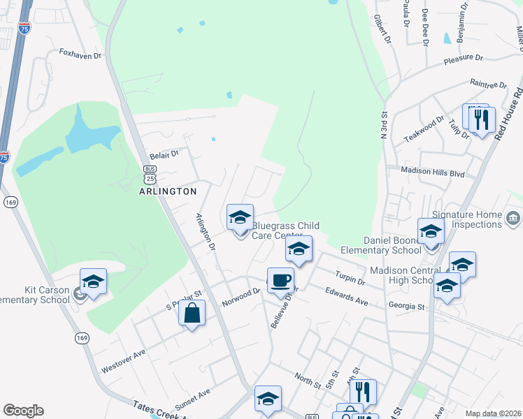 map of restaurants, bars, coffee shops, grocery stores, and more near 312 Pin Oak Drive in Richmond