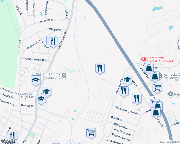 map of restaurants, bars, coffee shops, grocery stores, and more near 6080-6082 Lauren Lane in Richmond
