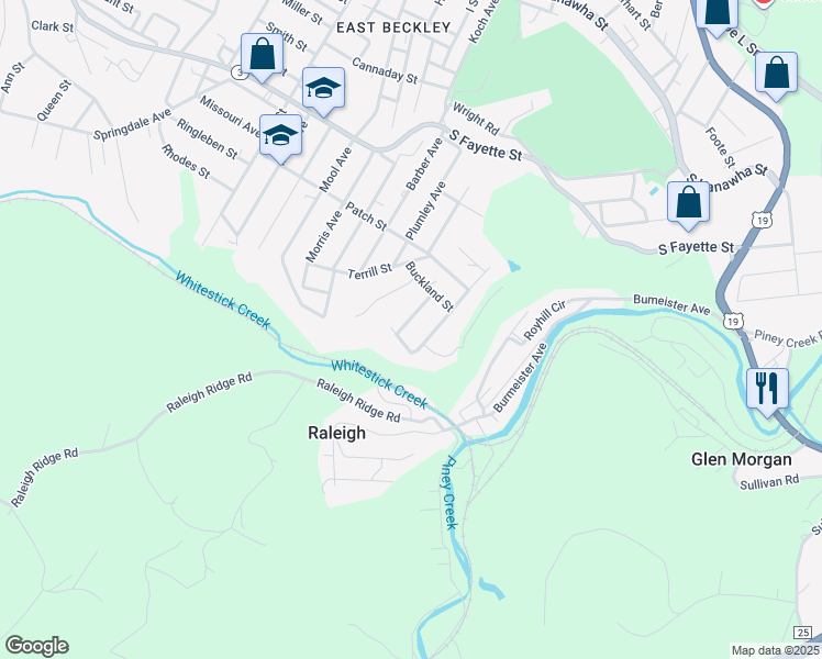 map of restaurants, bars, coffee shops, grocery stores, and more near 101-143 Ridgecrest Avenue in Beckley