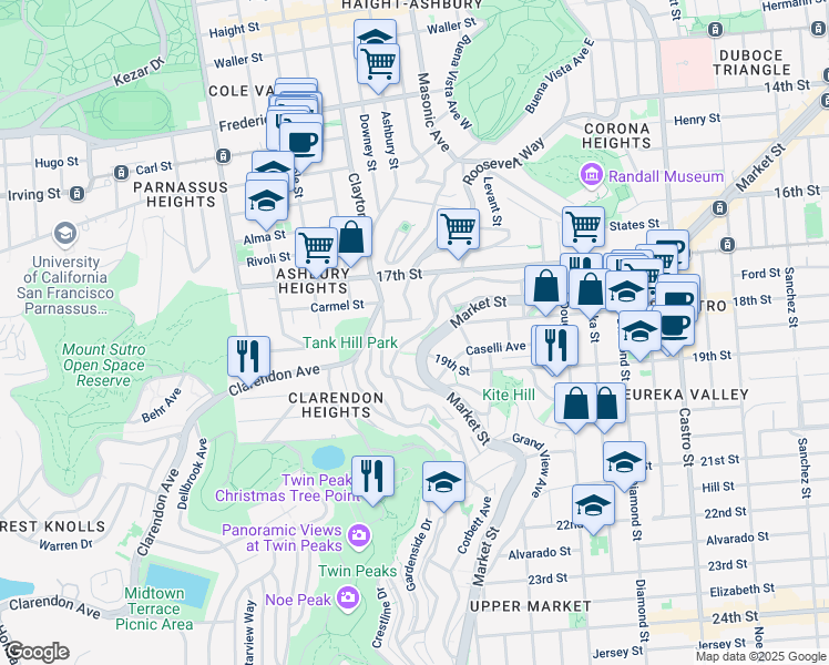 map of restaurants, bars, coffee shops, grocery stores, and more near in San Francisco