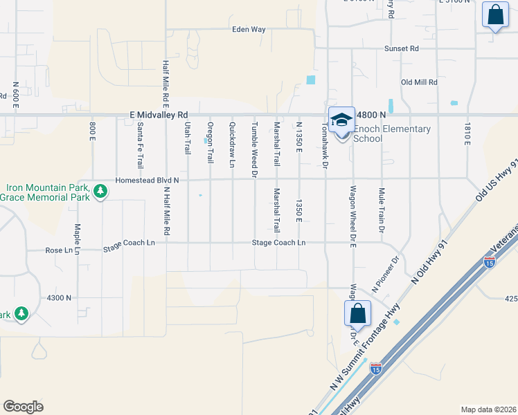 map of restaurants, bars, coffee shops, grocery stores, and more near 4514 Tumble Weed Drive in Enoch