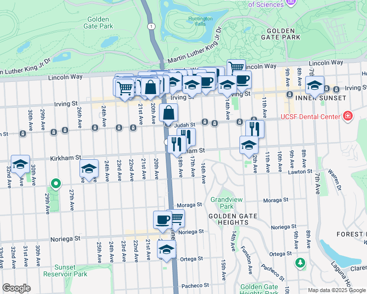 map of restaurants, bars, coffee shops, grocery stores, and more near in San Francisco