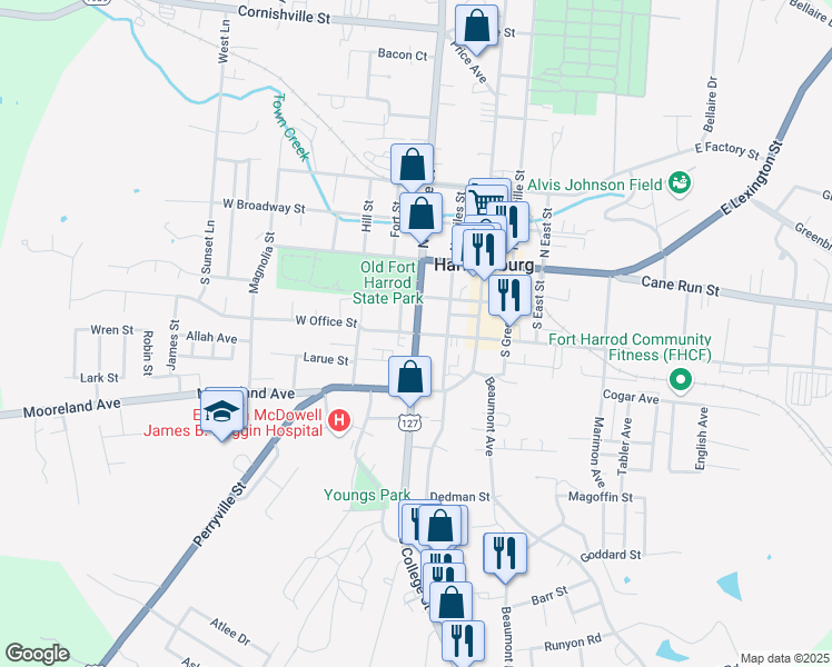map of restaurants, bars, coffee shops, grocery stores, and more near in 