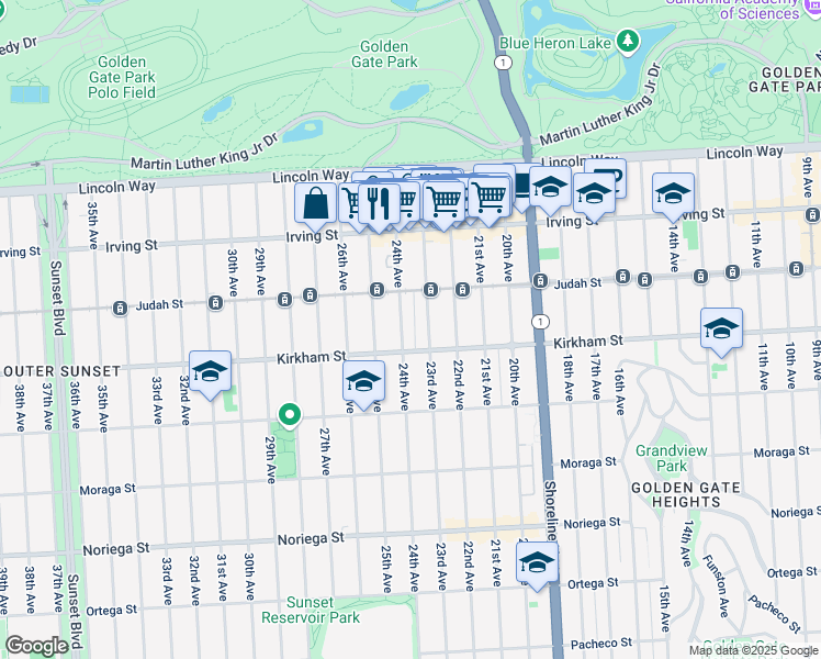 map of restaurants, bars, coffee shops, grocery stores, and more near in San Francisco