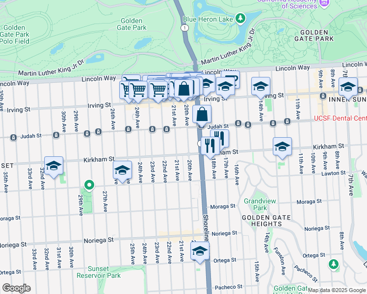 map of restaurants, bars, coffee shops, grocery stores, and more near in San Francisco