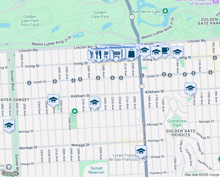 map of restaurants, bars, coffee shops, grocery stores, and more near in San Francisco