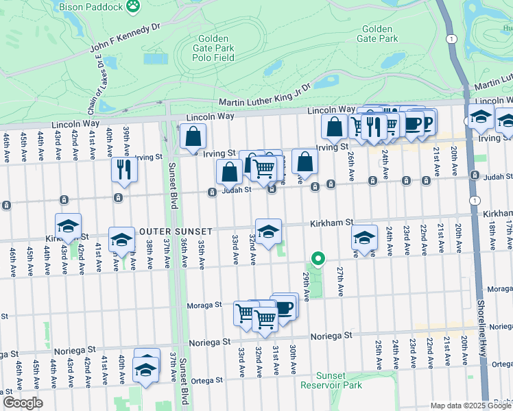 map of restaurants, bars, coffee shops, grocery stores, and more near in San Francisco