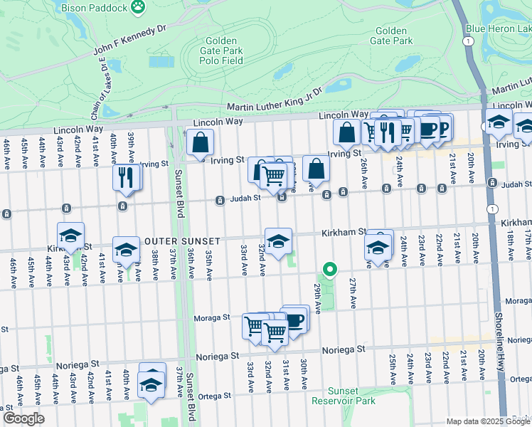 map of restaurants, bars, coffee shops, grocery stores, and more near in San Francisco