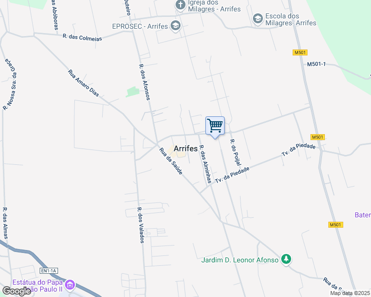 map of restaurants, bars, coffee shops, grocery stores, and more near Rua Cardeal D. Humberto de Medeiros in Arrifes