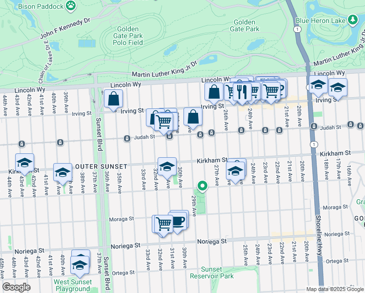 map of restaurants, bars, coffee shops, grocery stores, and more near in San Francisco