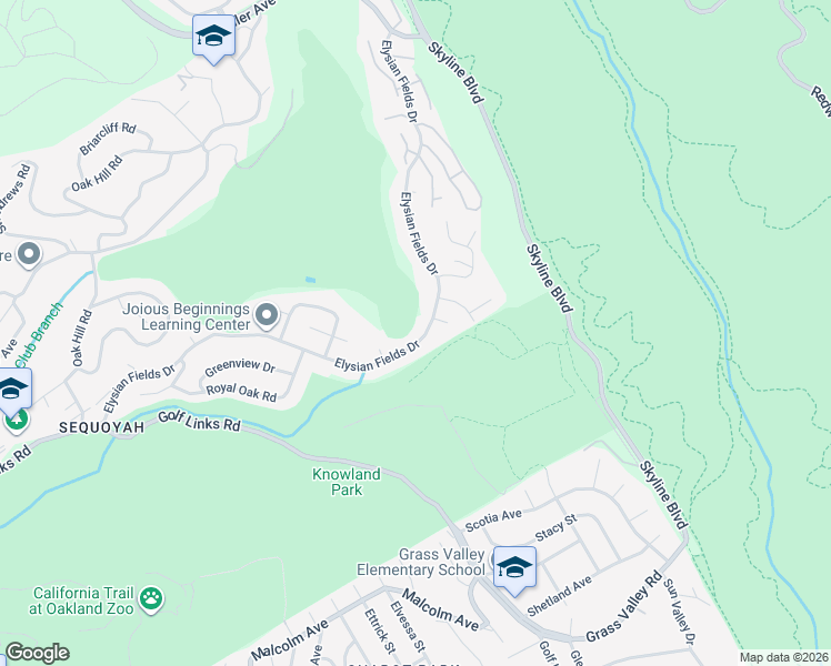 map of restaurants, bars, coffee shops, grocery stores, and more near 350 Elysian Fields Drive in Oakland