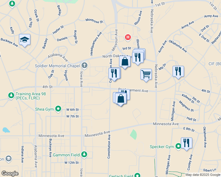 map of restaurants, bars, coffee shops, grocery stores, and more near 109 Route 66 in Saint Robert
