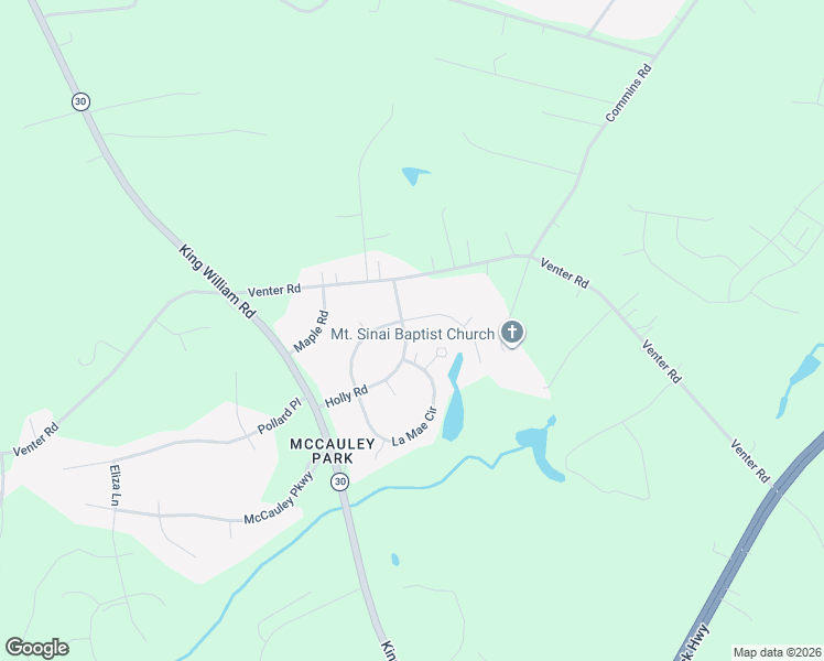map of restaurants, bars, coffee shops, grocery stores, and more near Holly Road in Aylett