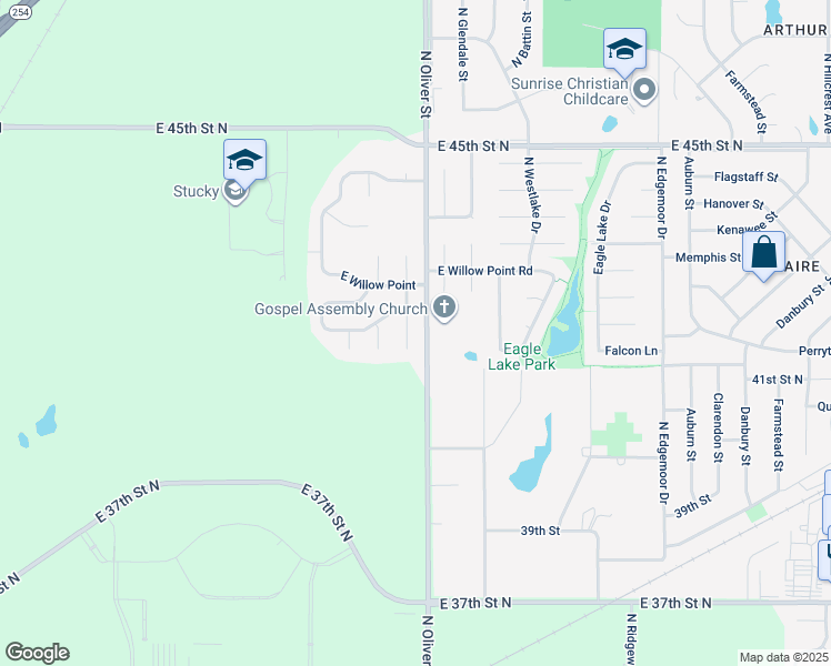 map of restaurants, bars, coffee shops, grocery stores, and more near 4226 North Dellrose Circle in Wichita