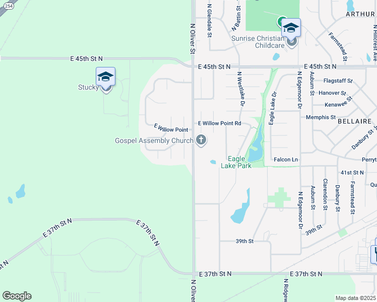 map of restaurants, bars, coffee shops, grocery stores, and more near 4226 North Dellrose Circle in Wichita