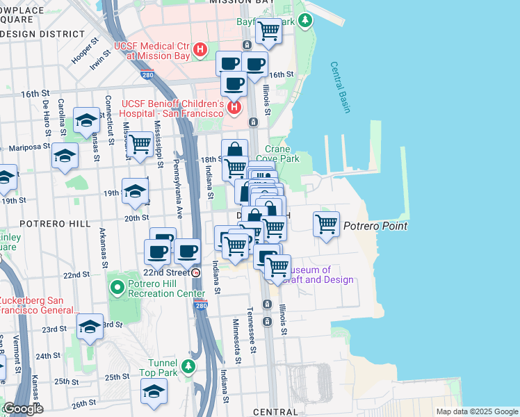 map of restaurants, bars, coffee shops, grocery stores, and more near in San Francisco