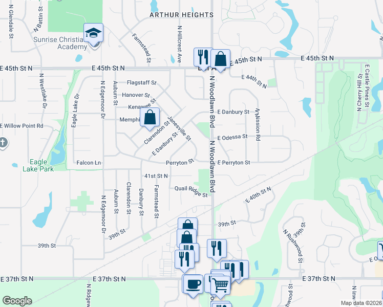 map of restaurants, bars, coffee shops, grocery stores, and more near 6139 Edinburg St in Bel Aire