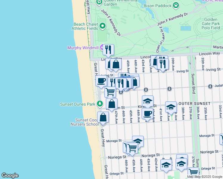 map of restaurants, bars, coffee shops, grocery stores, and more near in San Francisco