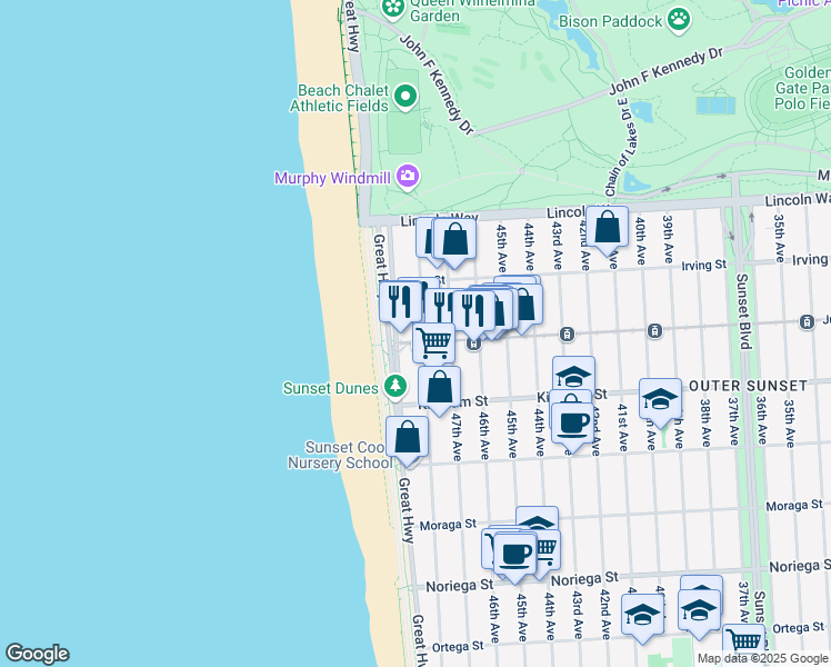 map of restaurants, bars, coffee shops, grocery stores, and more near in San Francisco