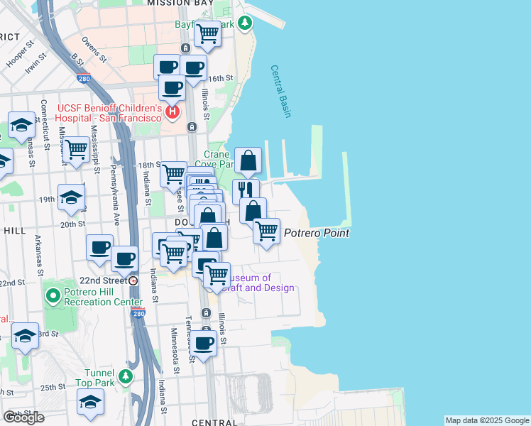 map of restaurants, bars, coffee shops, grocery stores, and more near 377 20th Street in San Francisco