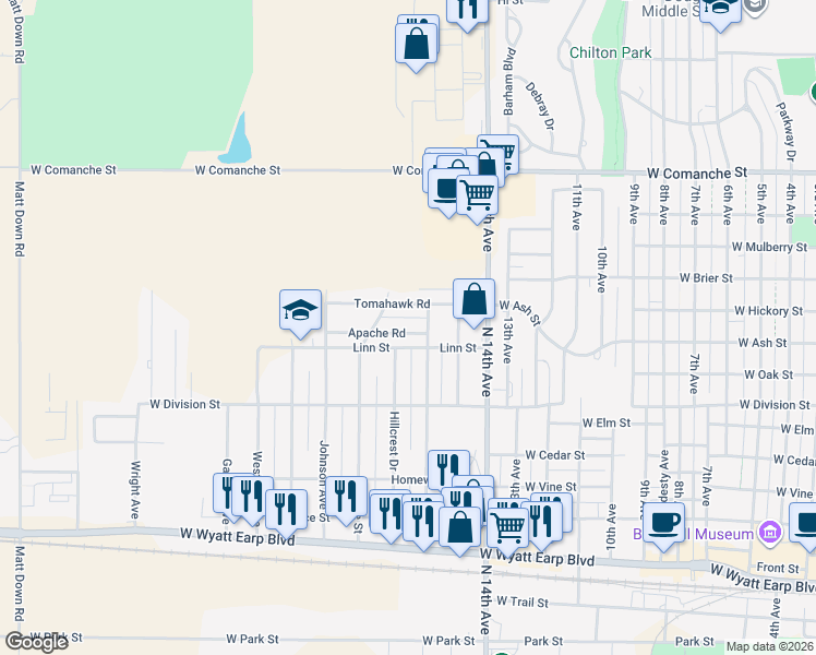 map of restaurants, bars, coffee shops, grocery stores, and more near in Dodge City