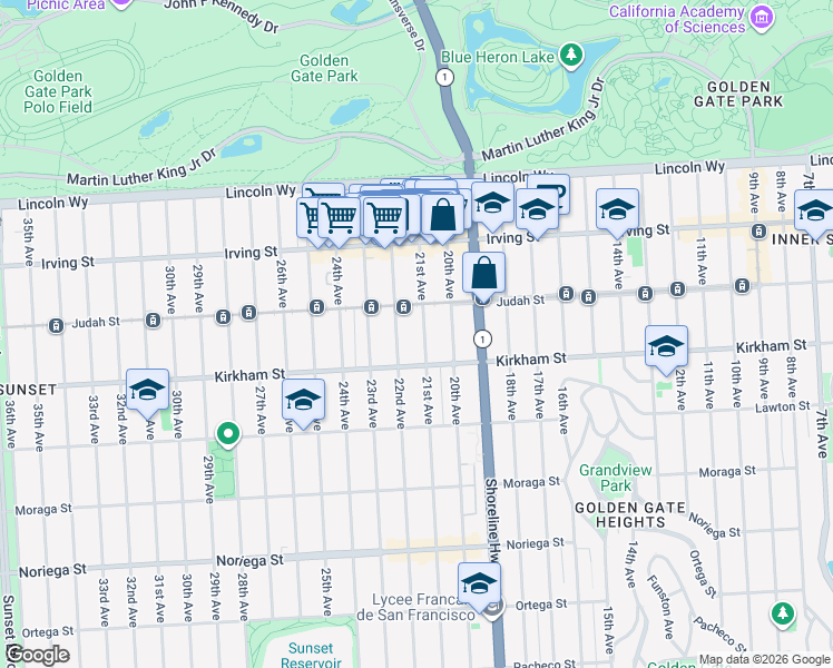 map of restaurants, bars, coffee shops, grocery stores, and more near in San Francisco