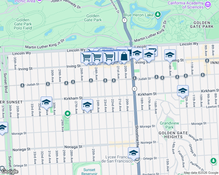 map of restaurants, bars, coffee shops, grocery stores, and more near in San Francisco
