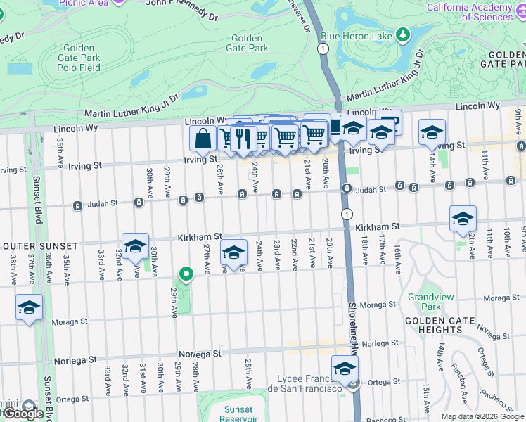map of restaurants, bars, coffee shops, grocery stores, and more near in San Francisco