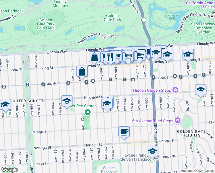map of restaurants, bars, coffee shops, grocery stores, and more near in San Francisco