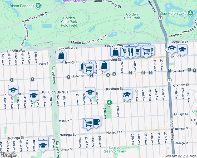 map of restaurants, bars, coffee shops, grocery stores, and more near in San Francisco