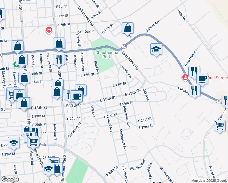 map of restaurants, bars, coffee shops, grocery stores, and more near 1708 Alexander Avenue in Owensboro