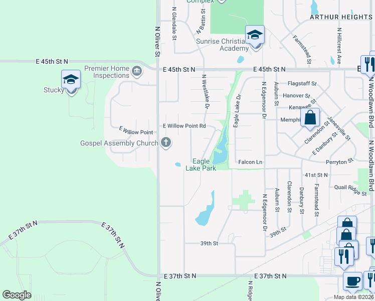 map of restaurants, bars, coffee shops, grocery stores, and more near 4257 Country Lane in Bel Aire
