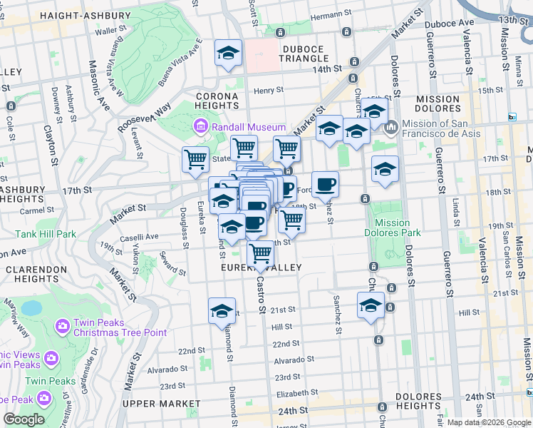 map of restaurants, bars, coffee shops, grocery stores, and more near in San Francisco