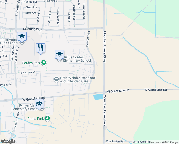 map of restaurants, bars, coffee shops, grocery stores, and more near 547 Deb Corallo Terrace in Tracy
