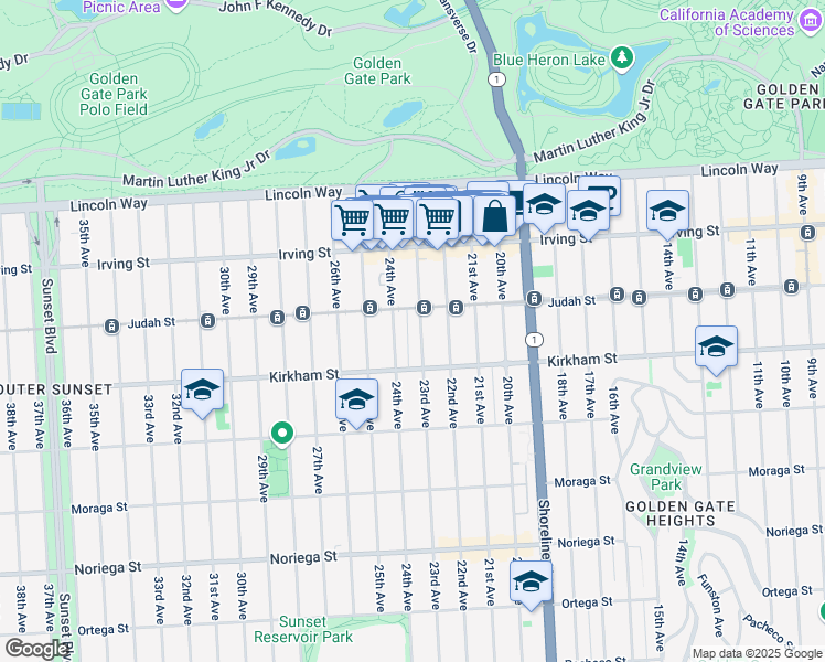 map of restaurants, bars, coffee shops, grocery stores, and more near in San Francisco