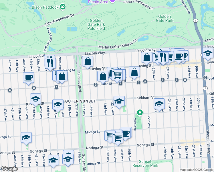 map of restaurants, bars, coffee shops, grocery stores, and more near in San Francisco