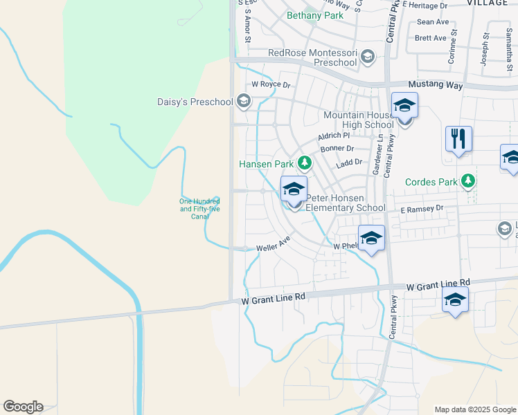 map of restaurants, bars, coffee shops, grocery stores, and more near 636 Trevor Dr in Tracy