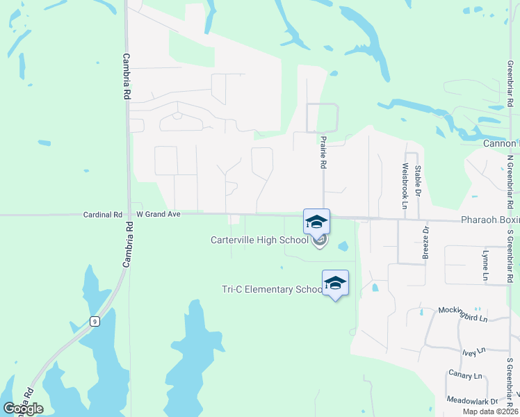 map of restaurants, bars, coffee shops, grocery stores, and more near 106 Timber Trail in Carterville