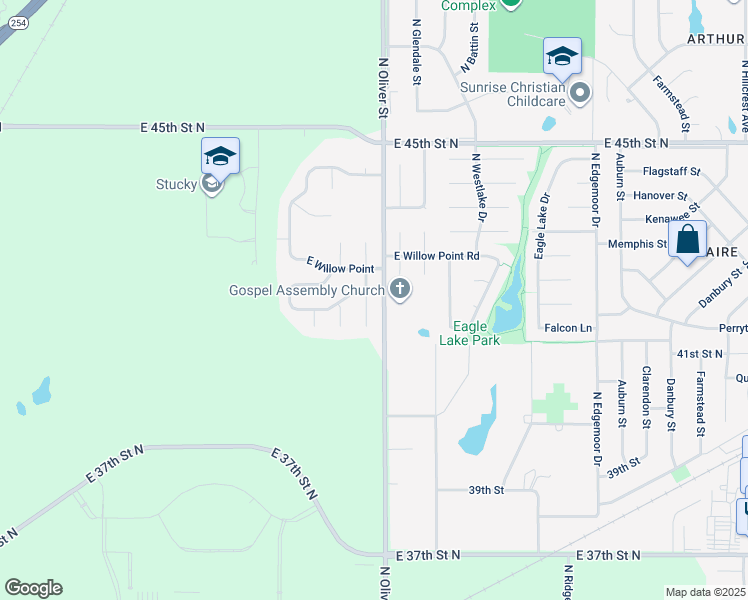 map of restaurants, bars, coffee shops, grocery stores, and more near 4226 N Dellrose Cir in Wichita