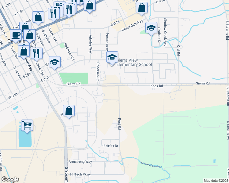 map of restaurants, bars, coffee shops, grocery stores, and more near 743 Post Road in Oakdale