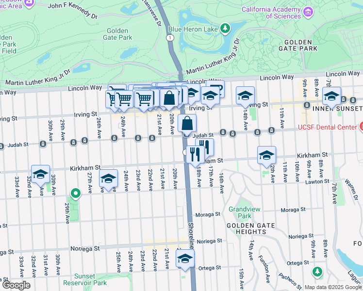 map of restaurants, bars, coffee shops, grocery stores, and more near in San Francisco