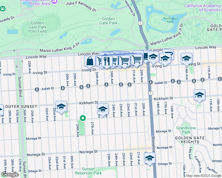 map of restaurants, bars, coffee shops, grocery stores, and more near in San Francisco